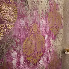 Applicator: Ricardo Leveratto. Product: Mirror, Archi Pietra Intonaco, Metallo Fuso (stencilled wall).
